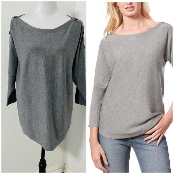 Melissa Paige Women’s Large Heather Gray Crew Neck Dolman Sleeve Sweater NWOT - Picture 1 of 11